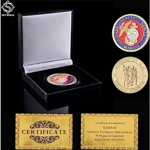 USA Vietnam Memorial In God We Trust Semper Fidelis Marine Corps Military Army Value Coin Holder Display