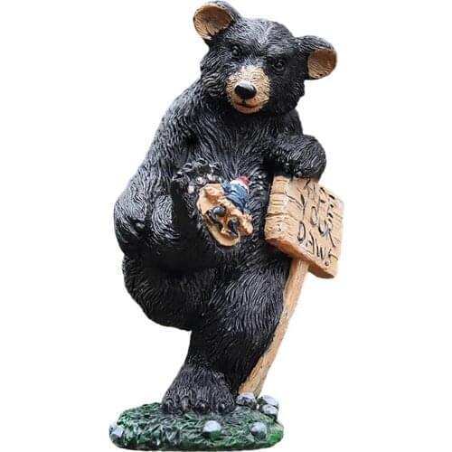 Vivid Brown Bear Statue Resin Craft Funny Yard Art Outdoor Black Bear Gnome Sculpture Home Furnishing Durable Resin Garden Decor