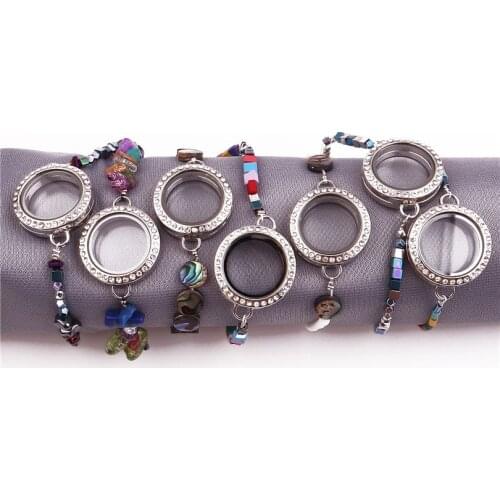 1 Pc Good Quality DIY Rhinestone Magnetic Glass Locket Shell Bracelet