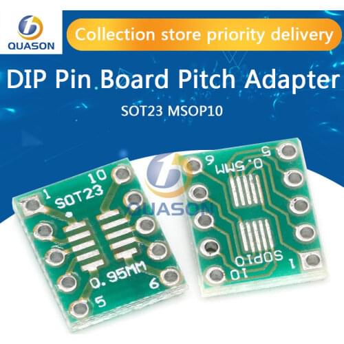 10pcs SOT23 MSOP10 to DIP Transfer Board DIP Pin Board Pitch Adapter