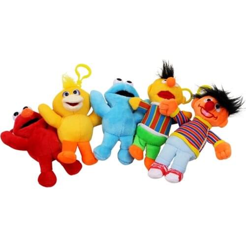 12~16cm Sesame Street Elmo Big Bird Cookie Monster Erine Bert Plush Toy Cartoon Soft Stuffed Animals Dolls Pendant