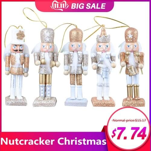 12CM/10CM Nutcracker Christmas Puppet Powder Nutcracker Puppet Christmas Tree Decoration Pendant Dolls Christmas Gift Ornament