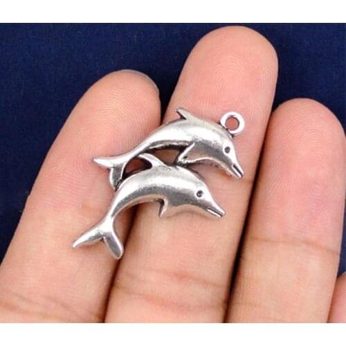 15pcs/lot--19x36mm, Antique silver plated/bronze plated Dolphin charms,DIY supplies,Jewelry accessories
