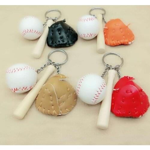 3pcs Baseball Keychain Key Ring Baseball Fans Supplies Gifts Key Pendant Sports Souvenirs Sports Memento Wooden Bat Memorabilia