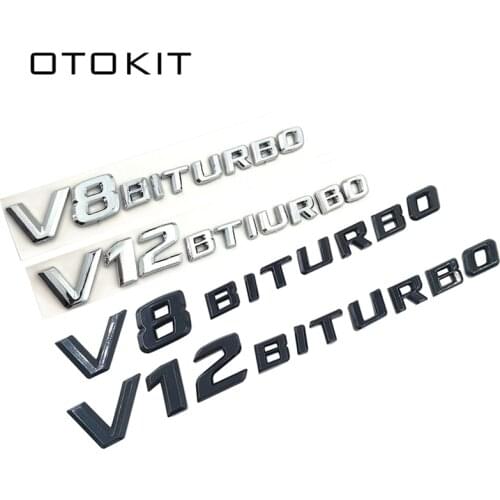 3D ABS Car Sticker V12 V8 BITURBO Logo Emblem Badge Rear Side Car-styling Sticker for Benz AMG BMW VW Mazda Chevrolet Skoda