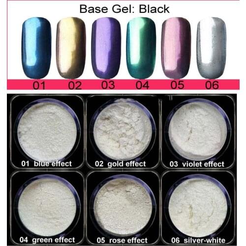 EYEWS 6COLORS MIRROR Mermaid Effect Nails Art Powder Glimmer Shimmer Dust Trend Iridescent 5g, FREE SHIP,#MGKL01-06