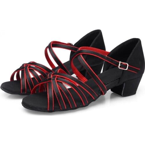 8 Color Latin Dance Shoes Children/Child/Kids Ballroom Tango Salsa Women Low Heel Shoes Red Ladies Dancing Shoes