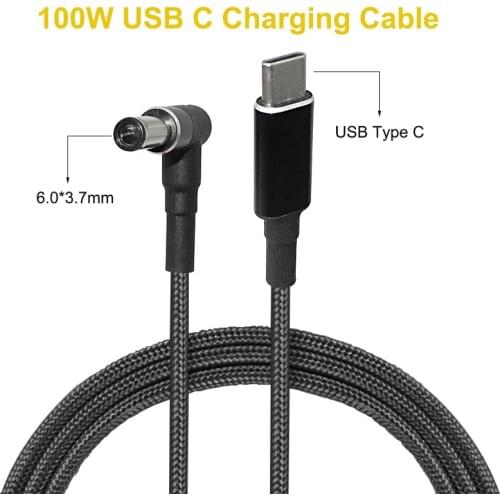 100W Usb C to 6.0x3.7mm Adapter Dc Converter Dual E-Mark Chips Type C PD Charging Cable Cord for Asus FX-PRO Laptop Pc