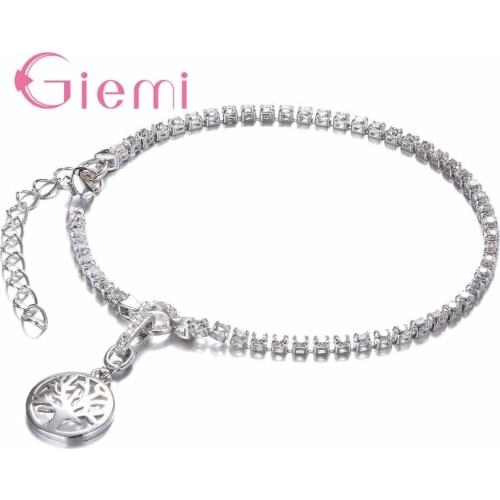 Sweet Romantic Big Tree 925 Sterling Silver Shape Round Crystal Stone Bracelet Bride Wedding Ceremony Accessories