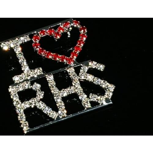 Handmade "I Love RHS" Saying Words Brooch Pin Bling Jewelry Accesories for Red Hat Society Members' Souvenir Gift WHOLESALE