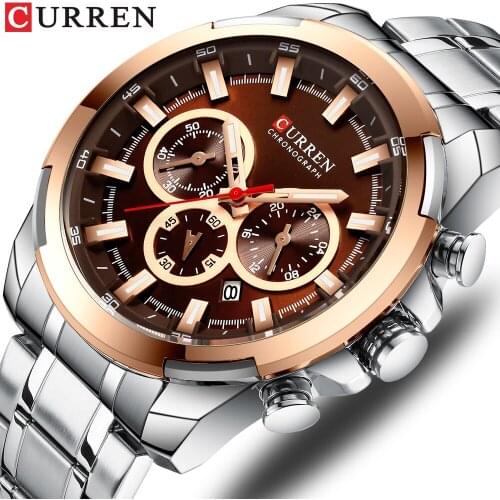 CURREN Brand Watches Stainless Steel Men Sport Quartz Wrist Watch Men Business Chronograph Fashion Military Waterproof Watch