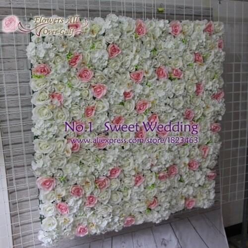 Flowers all over gulf artificial white light pink rose and orchid flower wall for wedding backdrop decoration backdrop