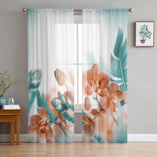 Tropical Plant Decoration Sheer Curtains Window Curtains for Living Room Bedroom Blinds Kids Room Home Decor