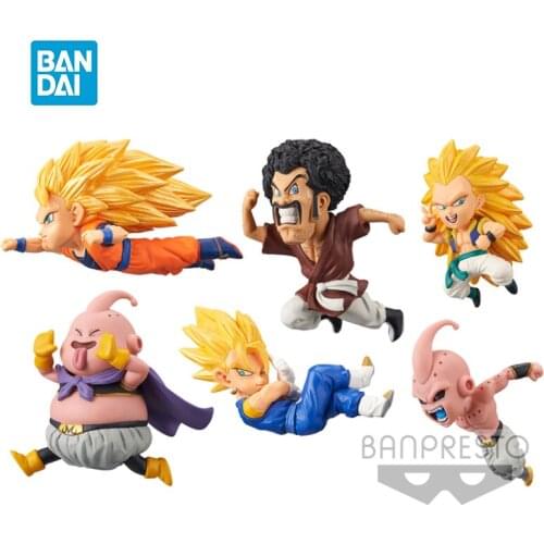 6 piece set 9cm BANDAI Dragon Ball Shokugan WCF Running Flying 30th Anniversary Vegeta IV Son Goku Majin Buu Anime Figure Action