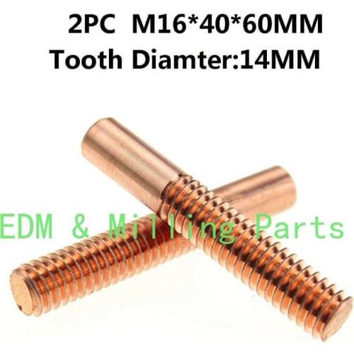 2PCS CNC Electrical Discharge Machine Electrode Copper Thread Cutting M16*40*60MM For Sparks Mill Part