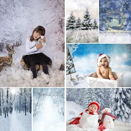 Forest Scene Winter Backdrop Photography Snow Wonderland Newborn Christmas New Year Background Photopzone Photobooth
