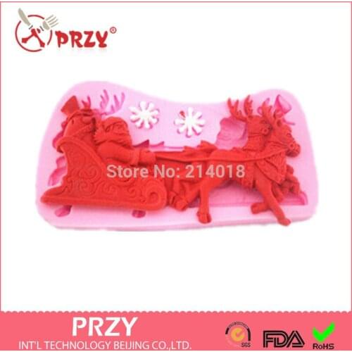 Elk sledding snow man shaped silicon fondant Cake decoration mold fondant mold chocolate mold wholesale