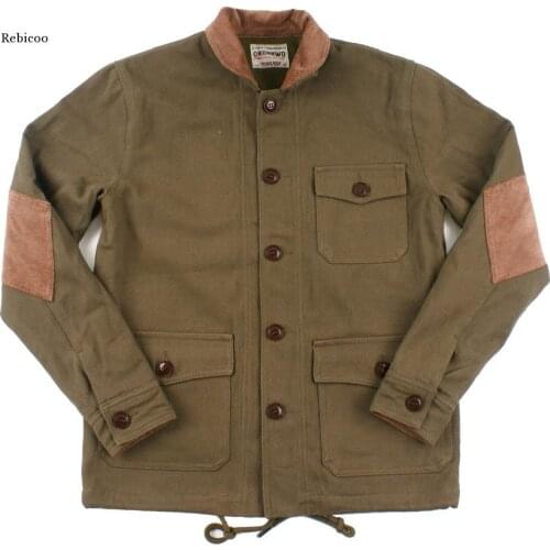 Autumn Winter New Mens Stand Collar Plush Jacket Outdoor Camping Trekking Multi Pocket Corduroy Patch Thick Cotton Coat Tops