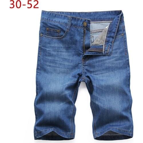 Plus Size 30-52 Summer Denim Baggy Shorts Big Size Male Casual Brand Bermuda Classic Stretch Business Cotton Jeans Short Pants