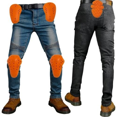 Men riding Slim fit moto jeans Motorcycle riding anti-fall pants women Motorcycle Jeans Outdoor cycling Pants with knee pads