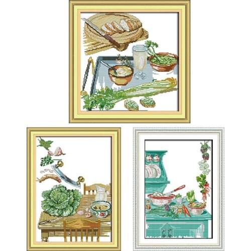 Joy Sunday Corner of The Kitchen Chinese Print Pattern Cross Stitch Embroidered Needlework DIY Kits Pattern On Canvas Sets DMC