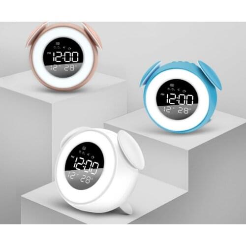 Kids Alarm Clock Press Control Night Light for Bedrooms, Multiple Alarm Sounds Sunrise and Sunset Simulation, Snooze MJ72407