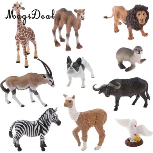 MagiDeal Plastic Realistic Alpaca Farm Yard Dog Lion Giraffe Wildlife Zoo Animal Model Action Figure for Kids Toy Gift 10Kinds