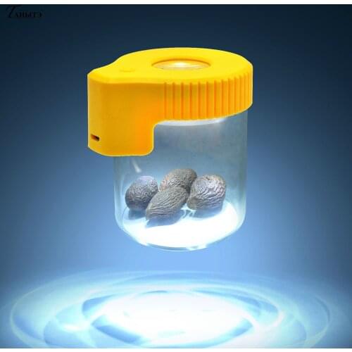 Tanyte Plastic&Glass Luminous Jar LED Air Tight Storage Magnifying Jar Viewing Container 155ML Vacuum Seal Tobacco Pill Box Case