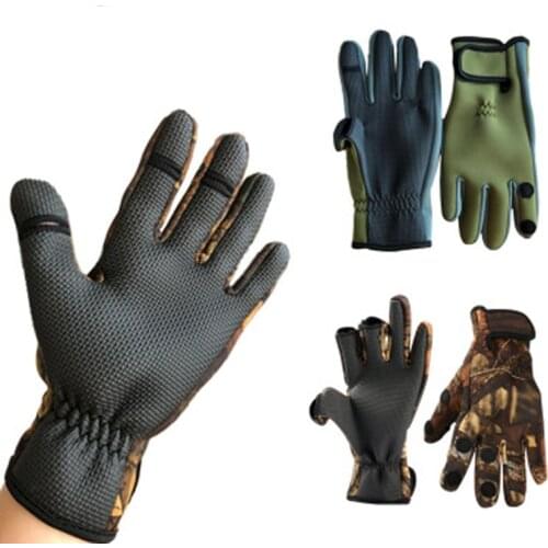 Outdoor Winter Fishing Gloves non-slip Waterproof Mitten Three Fingers Cut Anti-slip Climbing Glove Hiking Camping Riding Gloves
