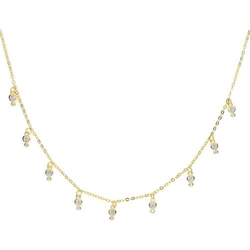 2019 spring small little minimalist cz charm choker necklace doulbe cz dangle charm for Women girls Jewelry gift high quality