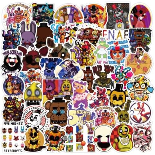 50/100PCS Animation in Freddys Five Nights Sticker Five Nights Freddy Waterproof DIY Skateboard Bag Guitar Notebook Funny