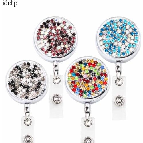 Idclip 3cm Crystal Bling Retractable Badge Reel Key ID Card Holder id belt clip retractable badge holder