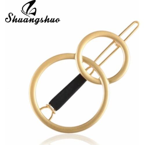 Shuangshuo Korean Fashion Women Hair Clip Circle Hair Pins Round Metal Hairpin Girls Barrettes Headwear Hair Accessories Tiara