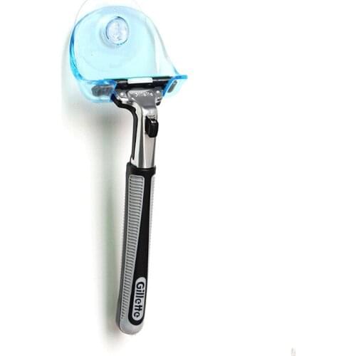 1piece Clear Blue Plastic Super Suction Cup Razor Rack Bathroom Razor Holder Suction Cup Shaver Storage Rack
