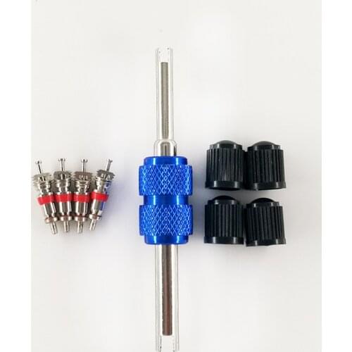 10 Sets Tire Valve Service Kits 4 Valve Cores 4 Valve Caps 1 Two Way Valve Stem Screwdriver Tire Repair Tool for Car Motorcycle