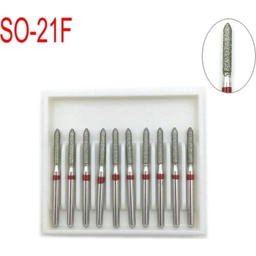 10pc/Boxe Dental Diamond Burs Drill Dental Burs Dia-burs for High Speed Handpiecess Dentist Tools SO-21F