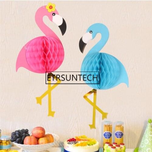 100pcs Pink Blue Flamingo Honeycomb Ball Paper Flowers Ball Wedding Decoration Party Honeycomb Ball Baby Shower Decoration