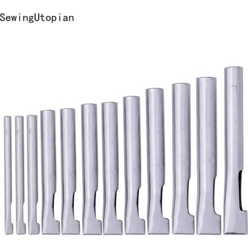 12PCS Leather Elliptical Hole Punch Oval Angle Spacing Belt Punching Tools DIY Craft Leather Puncher Hole Drilling Tools