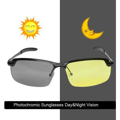 2020 Brand Intelligent Photochromic Polarized Sunglasses for Men Women Yellow Lens Day Night Vision Driving Rimless Sun Glasses