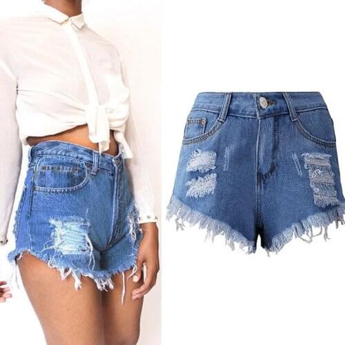 2021 Summer Personality Shorts Women Blue Denim Shorts Sexy Ripped Mini Jeans Shorts Women Streetwear Fringed High Waist Shorts