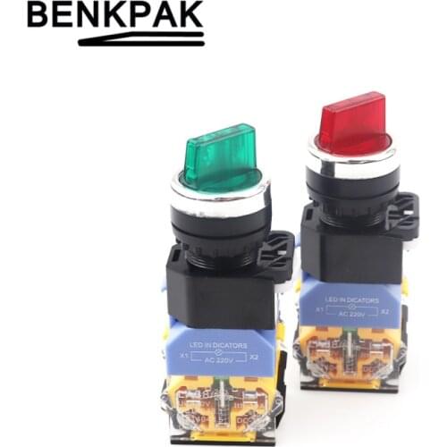 22mm LA38-11XD/2 LA38-20XD/3 Knob Switch with Light Self-locking Selector switch 2/3 Position 10A/440V Rotary switch