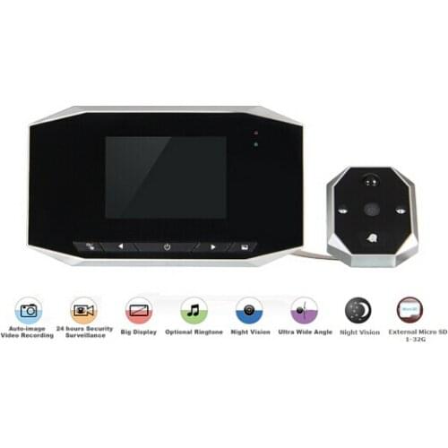 3.5 LCD Digital Video 4X Zoom 120 Wide angle Auto Door Viewer eye Doorbell Camera Peephole Motion Detection Night vision