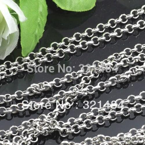 50meter 3.8mm Dull Silver Plated Metal Jewelry DIY Circle Rolo Link Chain Findings Accessories