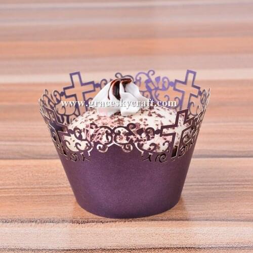 50pcs free shipping Laser Cut Home Cupcakes accessory Birthday Wedding Cupcakes Wrappers Cross design Cake holders 23colors