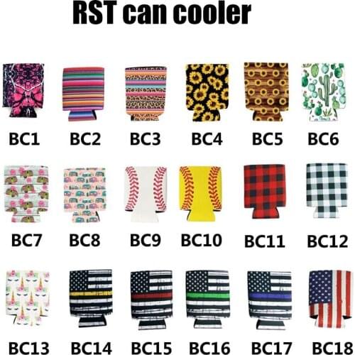 6PC Baseball Lattice Rainbow Flag Neoprene Beer Coolies for 12oz Cans and Bottles Drink Coolers DIY Custom Wedding Party