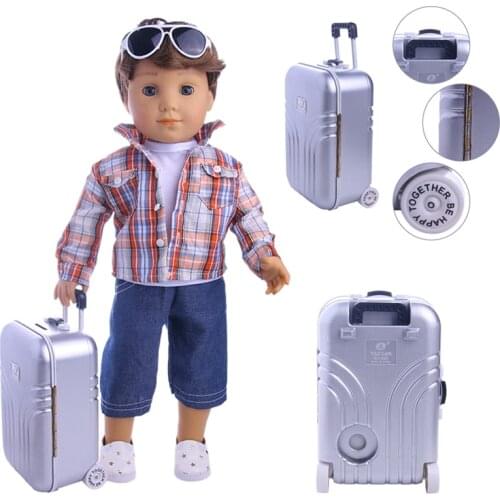 Doll Accessories Box Suitcase For American Doll Pink Silver Dolls Travel Suitcase For 18 Inch American&43 Cm Born Baby,Gift
