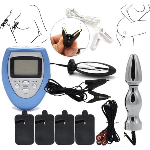 Electric Shock Butt Anal Plug Dildo Vibrator Electric Shcok Nipple Clamps Massage Pad Nipple Clip Adult Sex Toys for Women Men