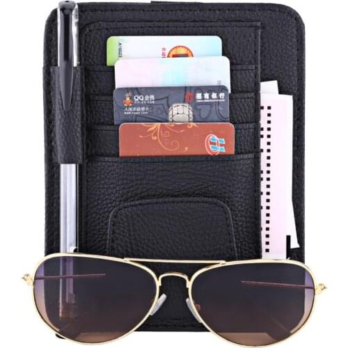 Car Auto Sun Visor Point Pocket Organizer Pouch Bag Card Glasses Storage Holder Car-styling