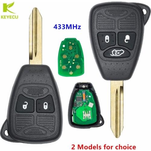 KEYECU New Replacement Keyless Remote Key Fob 433MHz ID46 Chip for Chrysler C300 PT Cruiser Sebring--2button/3button for choice