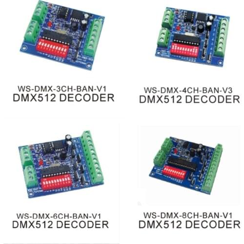 DC12V 3CH 4CH 6CH 8CH LED DMX Decoder DMX512 RGB RGBW Channel Controller DC5V-24V For SMD 5050 2835 3828 LED strip Light Tape